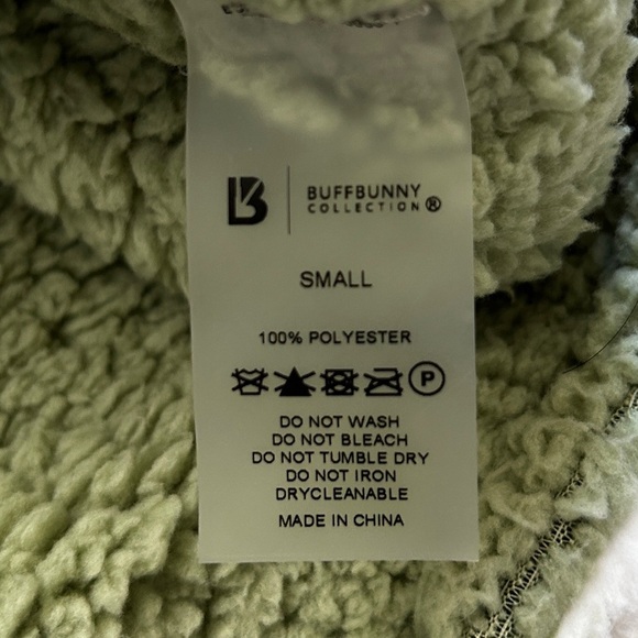 Buffbunny Green White Plaid Cropped Fleece Half Zip Sweater Size Small - Picture 5 of 7